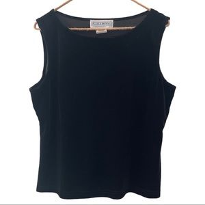 Vintage 90s Y2K Jessica Howard Boxy Sleeveless Black Velvet Top Size 14